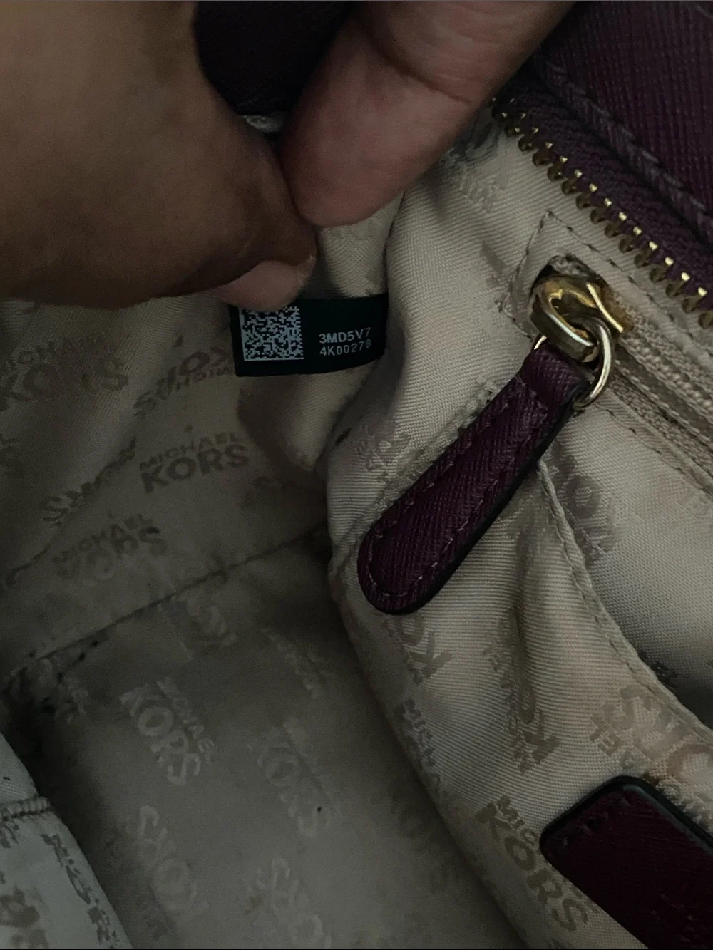 Michael Kors Small Tina Top Zip Messenger Satchel/ Shoulder Bag in Plum and Gold